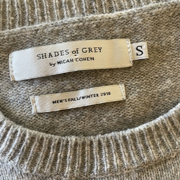 💛💛 4/$25 Shades of Grey/ Micah Cohen Wool Blend Heather Grey Sweater/ small - Picture 3 of 16